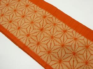 アンティーク　手織り紬麻の葉模様織り出し袋帯（材料）